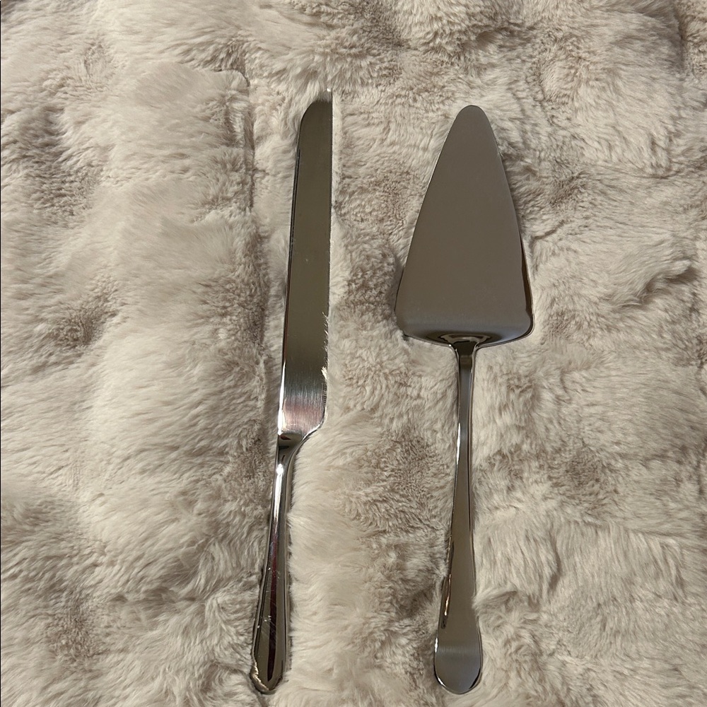 Silver Cake Knife and Server Set